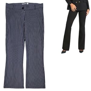 Betabrand Blue Stripe Ponte Two Pocket Yoga Dress Pants Bootcut Office Comfy